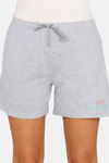 Rosaline Geo Blooms Knit Cotton Sleep Shorts - Grey Melange — thumbnail 8
